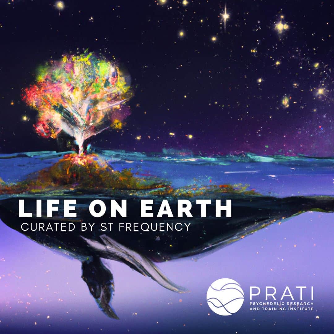 Whale in space (1) ketamine: life on earth cover. a whale in space with a tree growing out of her head